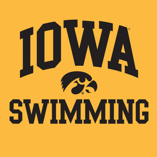 University of Iowa Hawkeyes Arch Logo Swimming Long Sleeve T Shirt- Gold