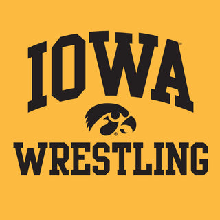 University of Iowa Hawkeyes Arch Logo Wrestling Short Sleeve T Shirt - Gold