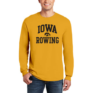 University of Iowa Hawkeyes Arch Logo Rowing Long Sleeve T Shirt- Gold