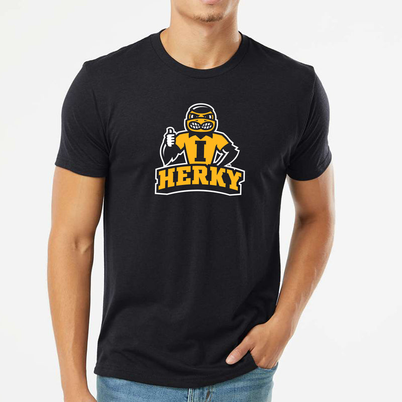 Iowa Herky Wordmark Thumbs Up Triblend T-Shirt - Black