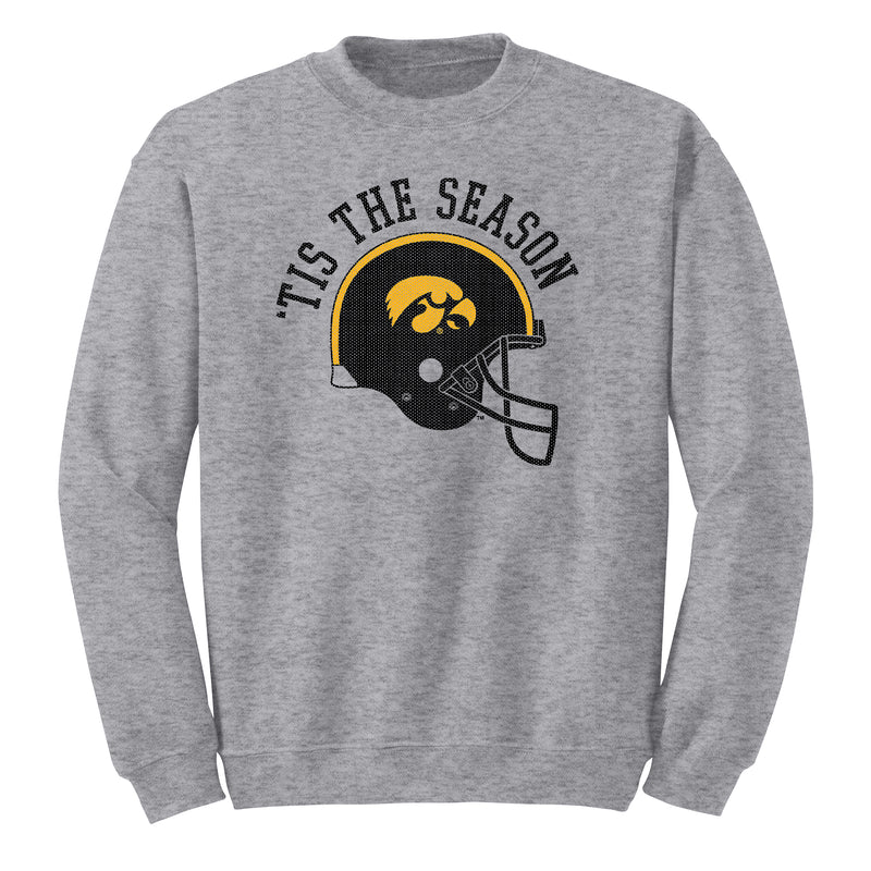 University of Iowa Hawkeyes Tis The Season Basic Cotton Crewneck Sweatshirt - Sport Grey