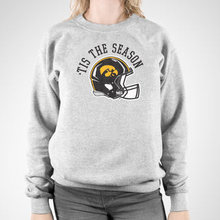 University of Iowa Hawkeyes Tis The Season Basic Cotton Crewneck Sweatshirt - Sport Grey