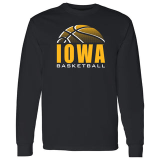University of Iowa Hawkeyes Basketball Shadow Long Sleeve T Shirt- Black