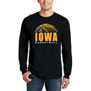 University of Iowa Hawkeyes Basketball Shadow Long Sleeve T Shirt- Black