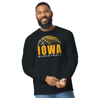 University of Iowa Hawkeyes Basketball Shadow Long Sleeve T Shirt- Black