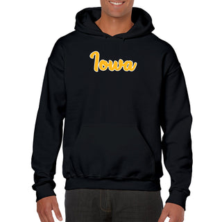 University of Iowa Hawkeyes Basic Script Cotton Heavy Blend Hoodie - Black
