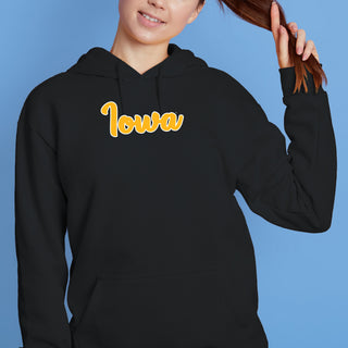 University of Iowa Hawkeyes Basic Script Cotton Heavy Blend Hoodie - Black