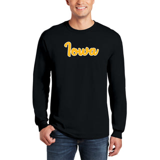 University of Iowa Hawkeyes Basic Script Cotton Long Sleeve T Shirt - Black