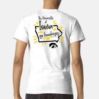 University of Iowa Hawkeyes Playful Sketch Basic Cotton Short Sleeve T Shirt - White