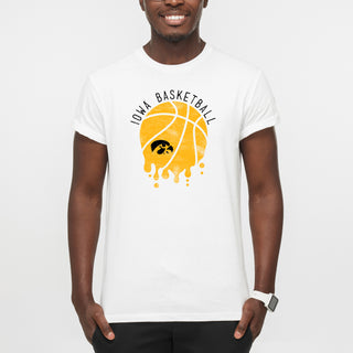 University of Iowa Hawkeyes Basketball Dribble Basic Cotton Short Sleeve T Shirt - White