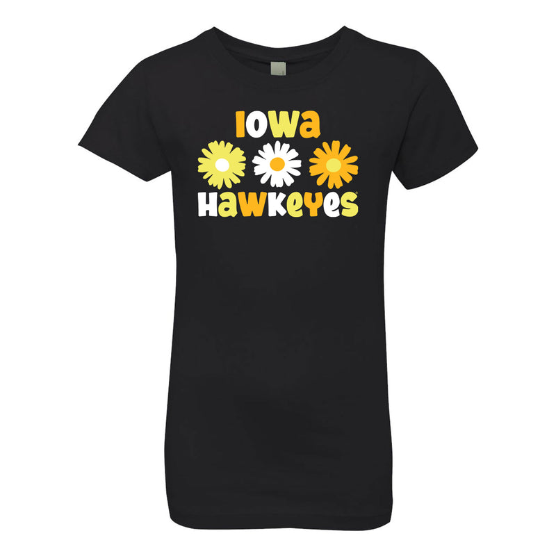 Iowa Daisy Dot Girls Princess T-Shirt - Black