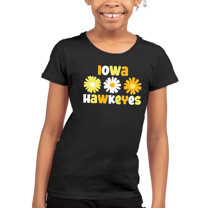 Iowa Daisy Dot Girls Princess T-Shirt - Black