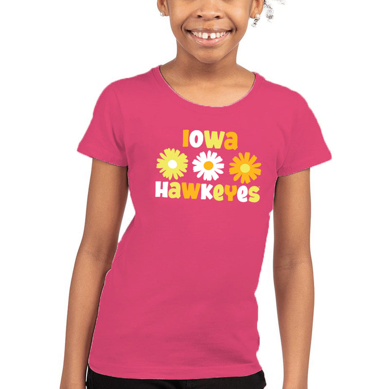 Iowa Daisy Dot Girls Princess T-Shirt - Hot Pink