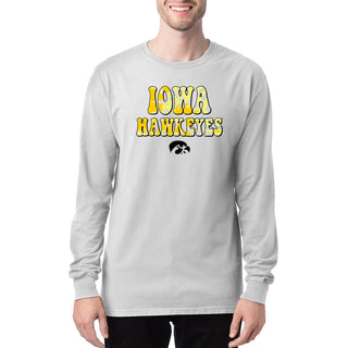 Iowa Tie Dye Type Hanes Long Sleeve - White