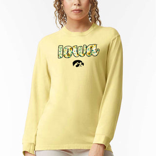 Iowa Flower Pattern State CC Long Sleeve - Butter