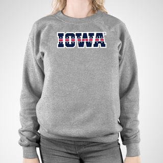 University of Iowa Hawkeyes Patriotic Wordmark, Team Color Crewneck