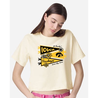 Iowa Cute Pennant Women's Fine Jersey Boxy Tee - Creme