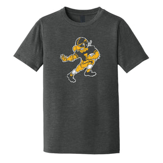 Iowa Vintage Football Herky Triblend Youth T-Shirt - Black Frost