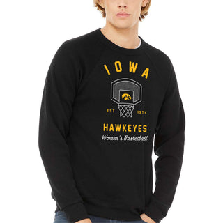 Iowa W Basketball Net Sponge Fleece Raglan Crewneck Sweatshirt - Black