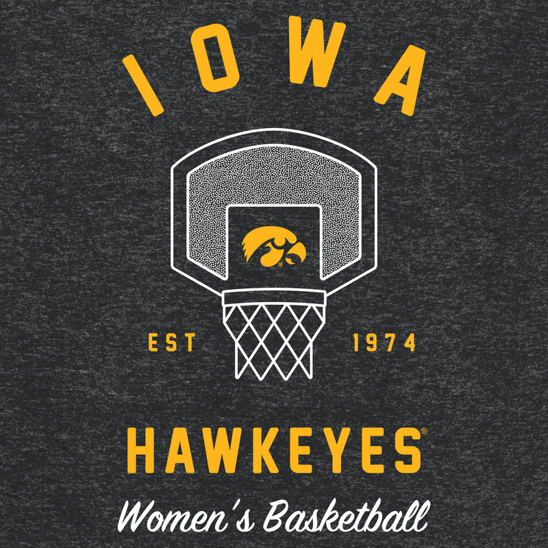 Iowa Women's Basketball Net District Triblend T-Shirt - Black Frost