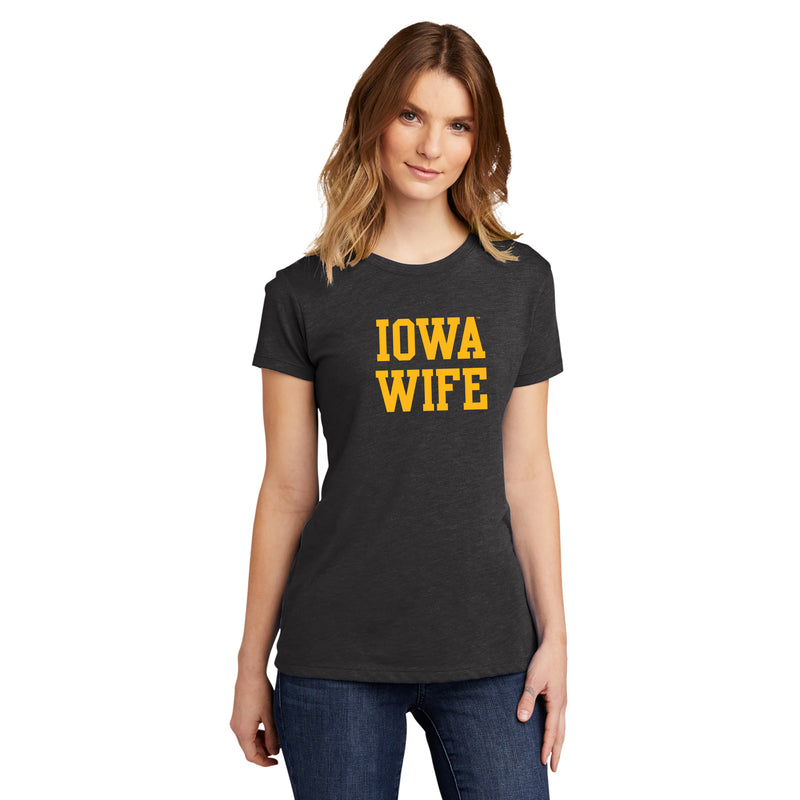 Iowa Basic Block Wife Womens Triblend T-Shirt - Vintage Black