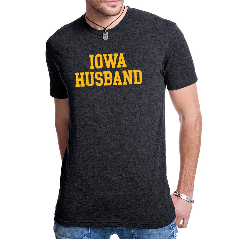 Iowa Basic Block Husband Triblend T-Shirt - Vintage Black
