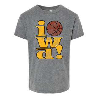 Iowa 90s Basketball Logo Toddler T-Shirt - Deep Heather