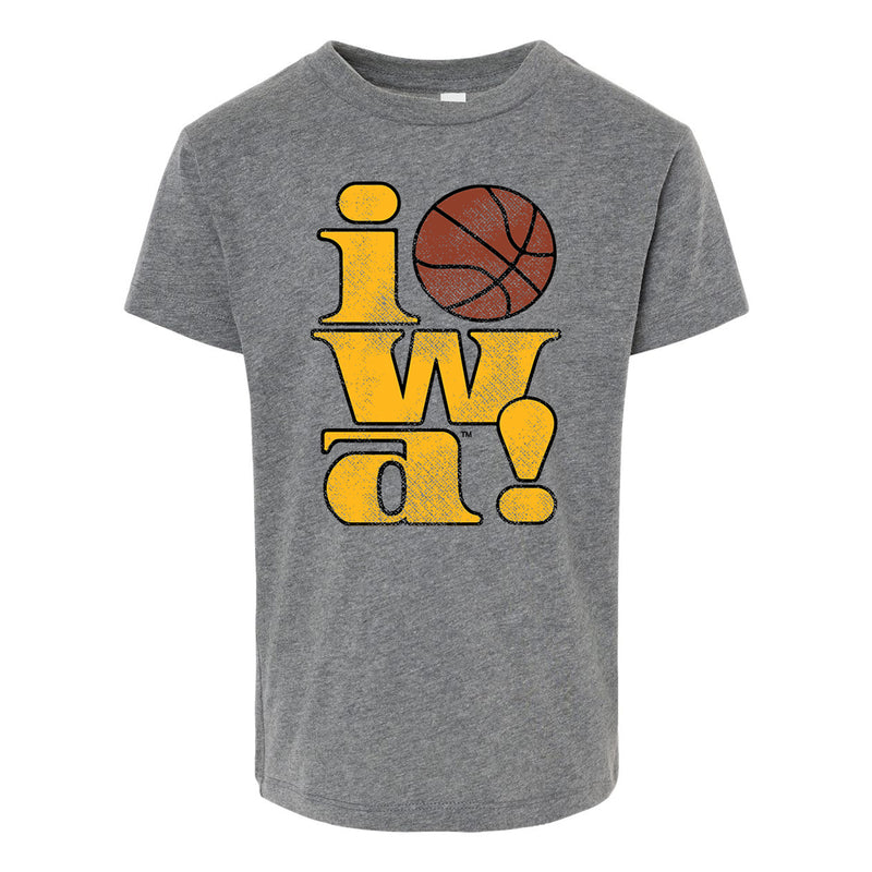 Iowa 90s Basketball Logo Toddler T-Shirt - Deep Heather