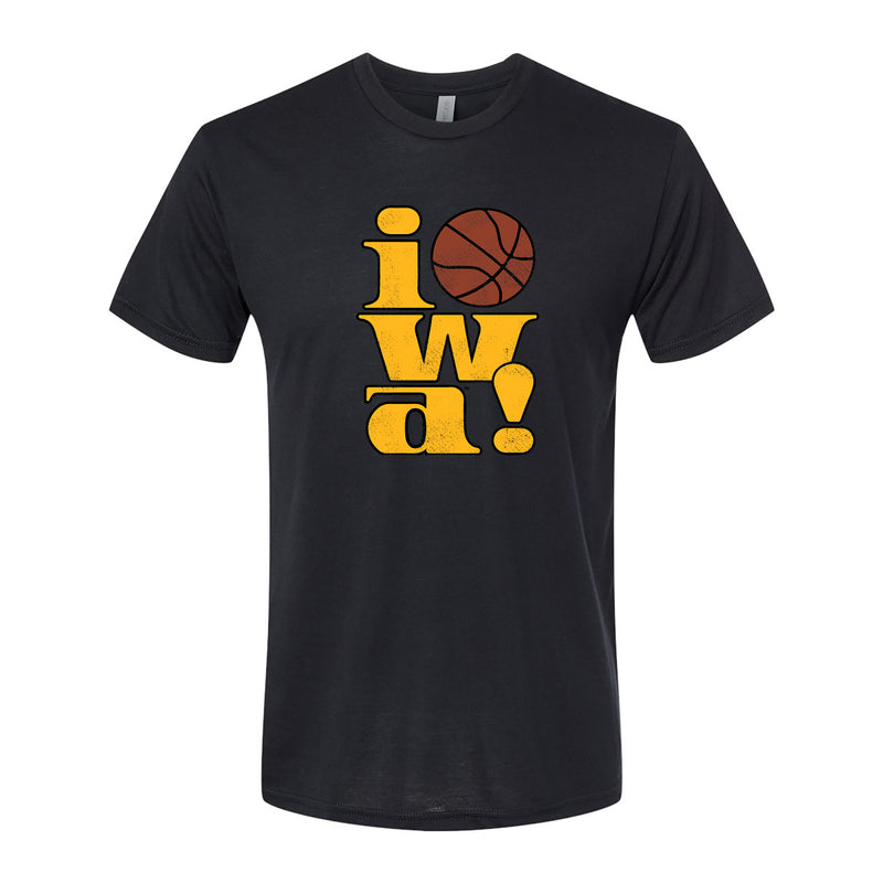 Iowa 90s Basketball Logo Triblend T-Shirt - Solid Black
