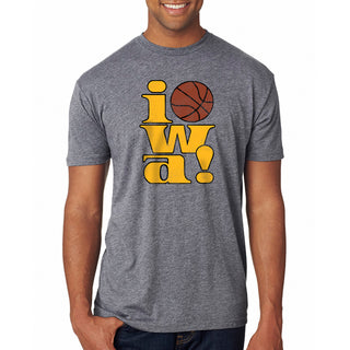 Iowa 90s Basketball Logo Triblend T-Shirt - Premium Heather