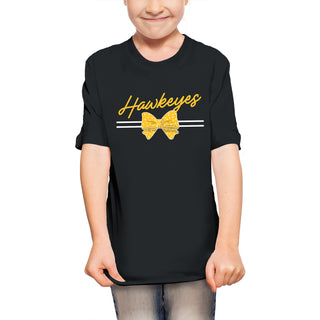 Iowa Bow Script Youth T-Shirt - Black