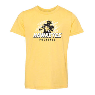 Iowa Football Action CVC Youth T-Shirt - Heather Yellow Gold