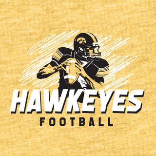 Iowa Football Action CVC Youth T-Shirt - Heather Yellow Gold