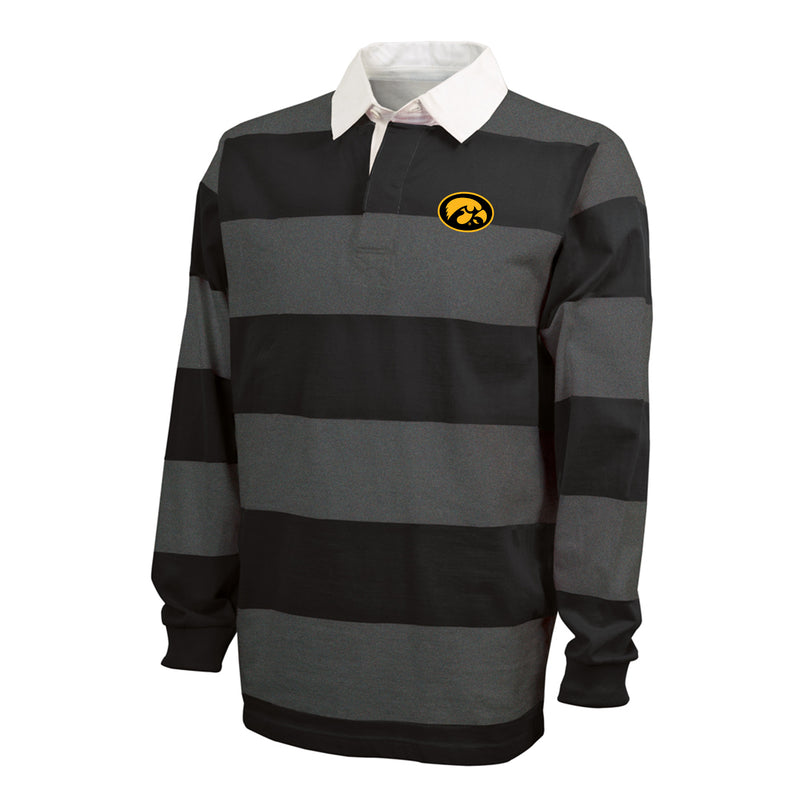 Iowa Tigerhawk Oval Classic Rugby Shirt - Black/Grey