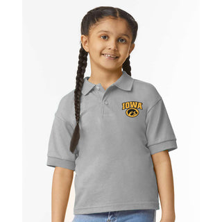 Iowa Arch Logo EMB Youth Dryblend Jersey Polo