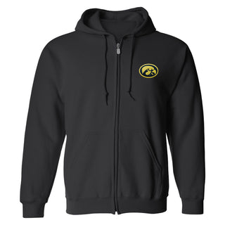 Iowa Oval Logo Patch Full Zip Sweatshirt - Black