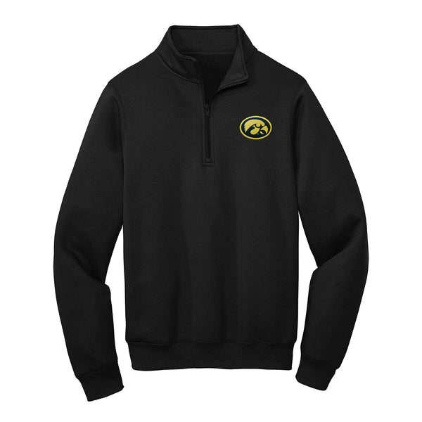 Iowa Oval Logo Patch 1/4 Zip Sweatshirt - Black – Underground Printing