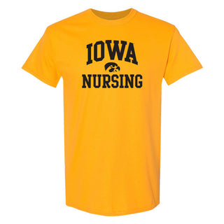 University of Iowa Hawkeyes Arch Logo Nursing Short Sleeve T Shirt - Gold