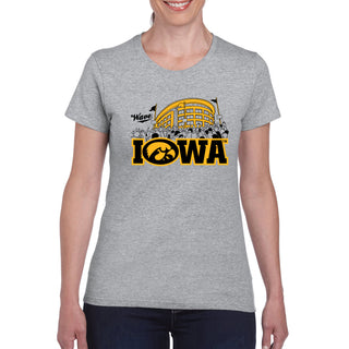 Iowa Crowd Wave Womens T-Shirt - Sport Grey