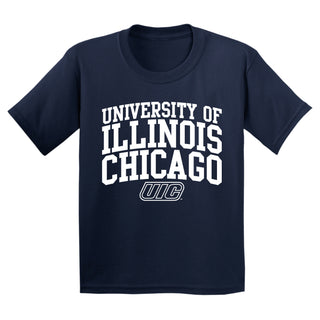 University of Illinois at Chicago Flames Arch Logo Youth T-Shirt - Navy