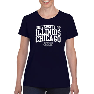 University of Illinois at Chicago Flames Arch Logo Women's T-Shirt - Navy