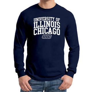 University of Illinois at Chicago Flames Arch Logo Long Sleeve - Navy