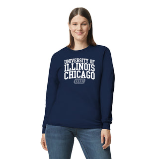 University of Illinois at Chicago Flames Arch Logo Long Sleeve - Navy