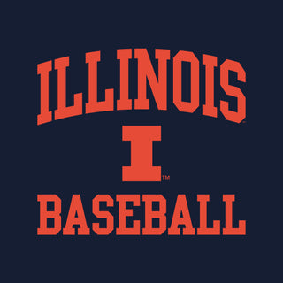 Illinois Arch Logo Baseball T-Shirt - Navy