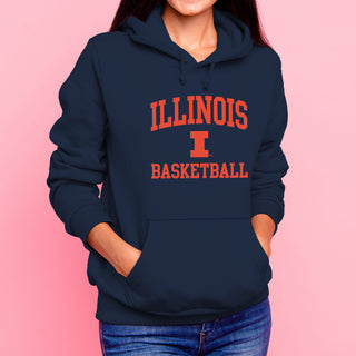 Illinois Arch Logo Basketball Hoodie - Navy