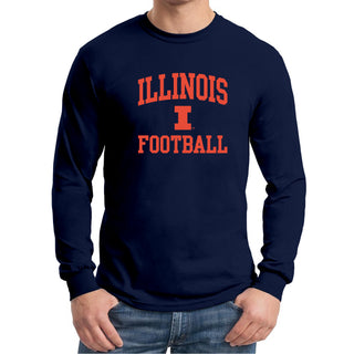 Illinois Arch Logo Football Long Sleeve - Navy