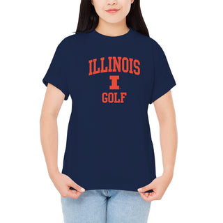 Illinois Arch Logo Golf T-Shirt - Navy