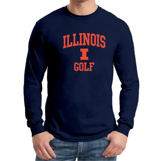 Illinois Arch Logo Golf Long Sleeve - Navy