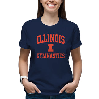 Illinois Arch Logo Gymnastics T-Shirt - Navy
