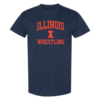 Illinois Arch Logo Wrestling T-Shirt - Navy